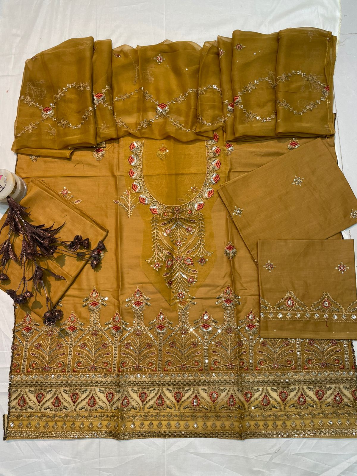 M.237 - Yellow - Cotton 3 Piece Unstitched Suit by Utsav