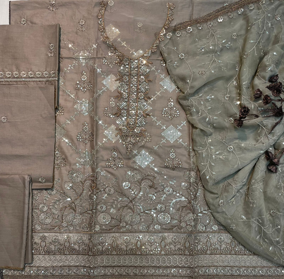 M.245 - Dusty Skin - Cotton 3 Piece Unstitched Suit by Utsav