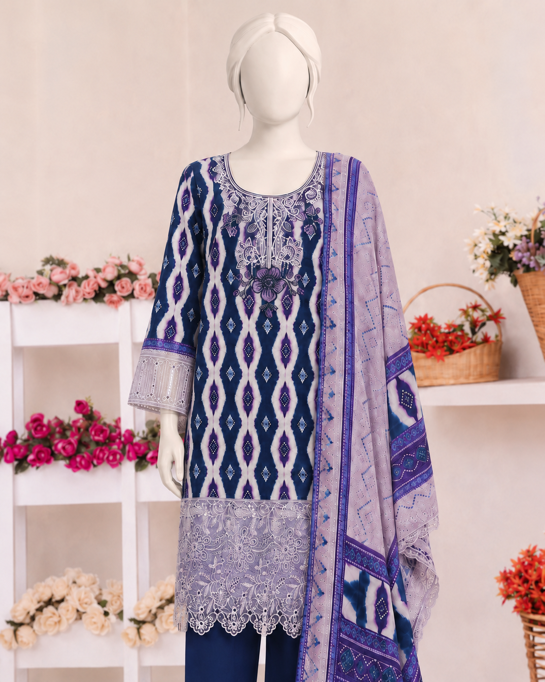 Product Title: Zehnasheen – Premium Embroidered Lawn 3-Piece Suit | Utsav.pk