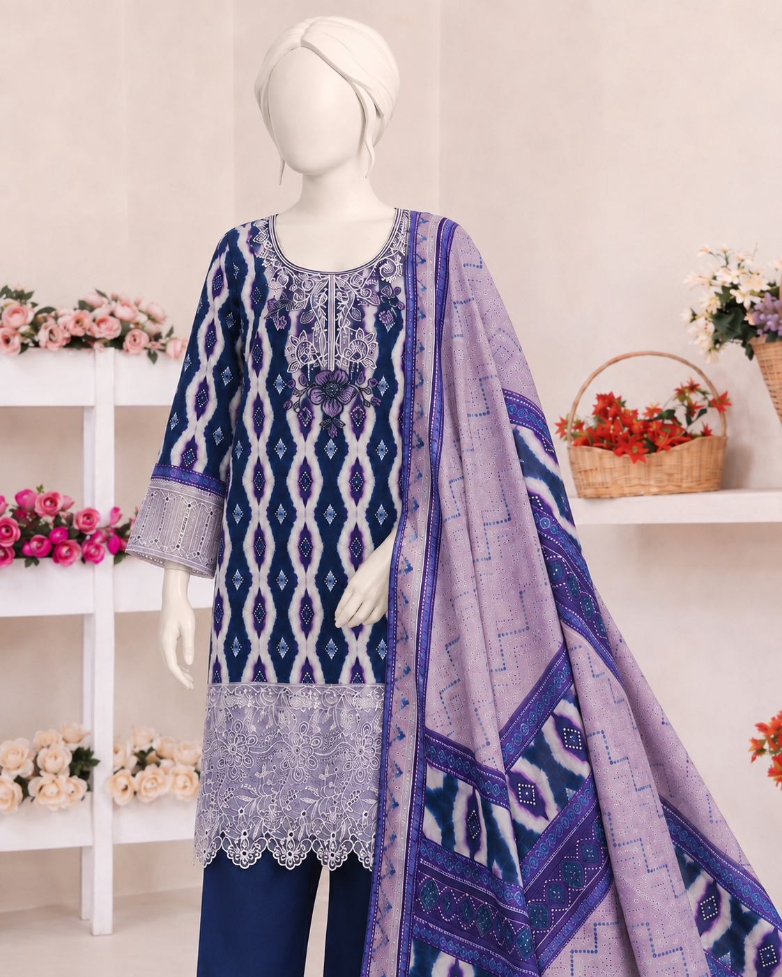 Product Title: Zehnasheen – Premium Embroidered Lawn 3-Piece Suit | Utsav.pk