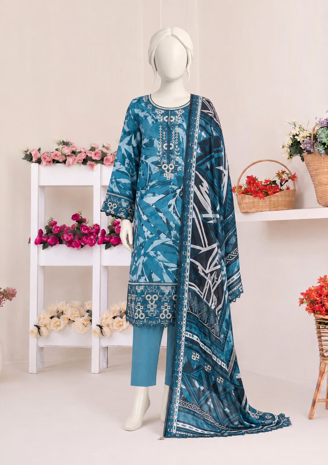Alisha – Premium Embroidered Lawn 3-Piece Suit | Utsav.pk