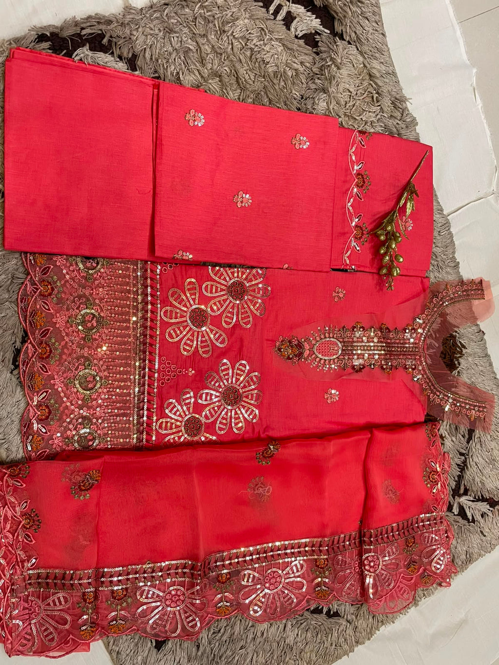M.236- Carrot - Cotton 3 Piece Unstitched Suit by Utsav