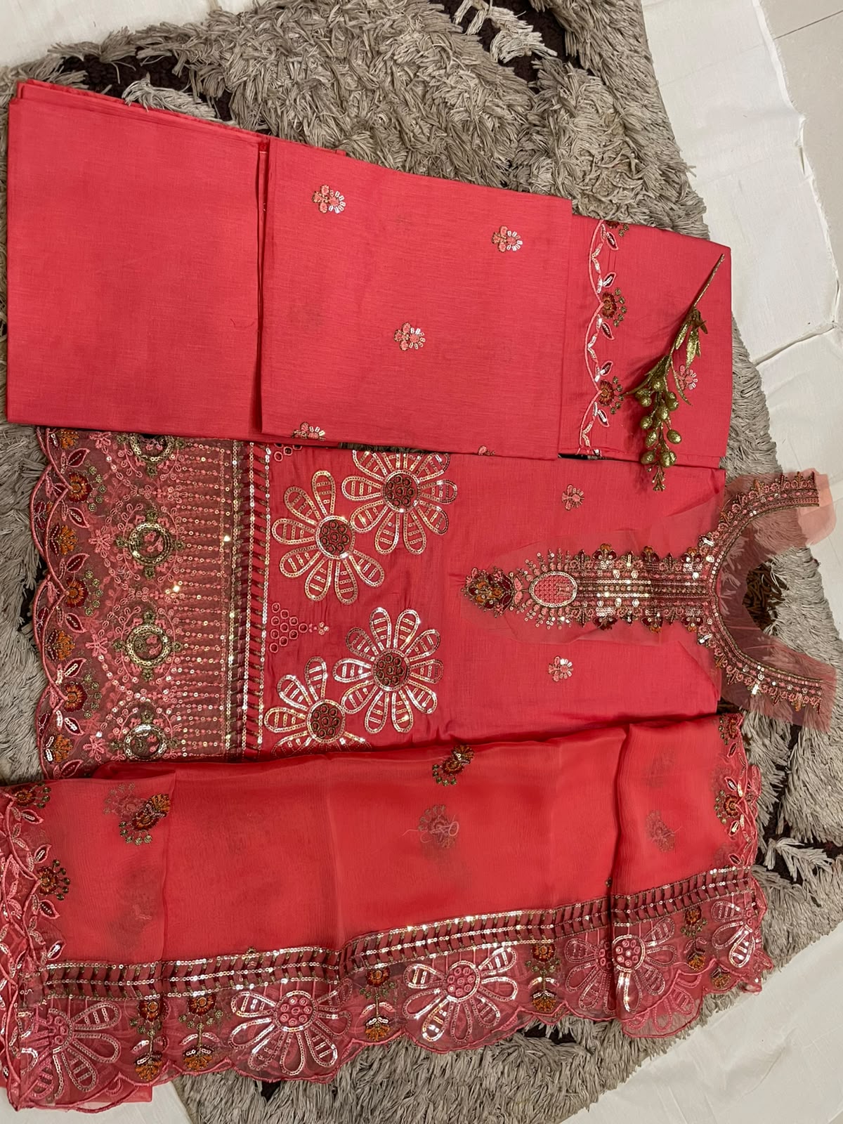M.236- Carrot - Cotton 3 Piece Unstitched Suit by Utsav
