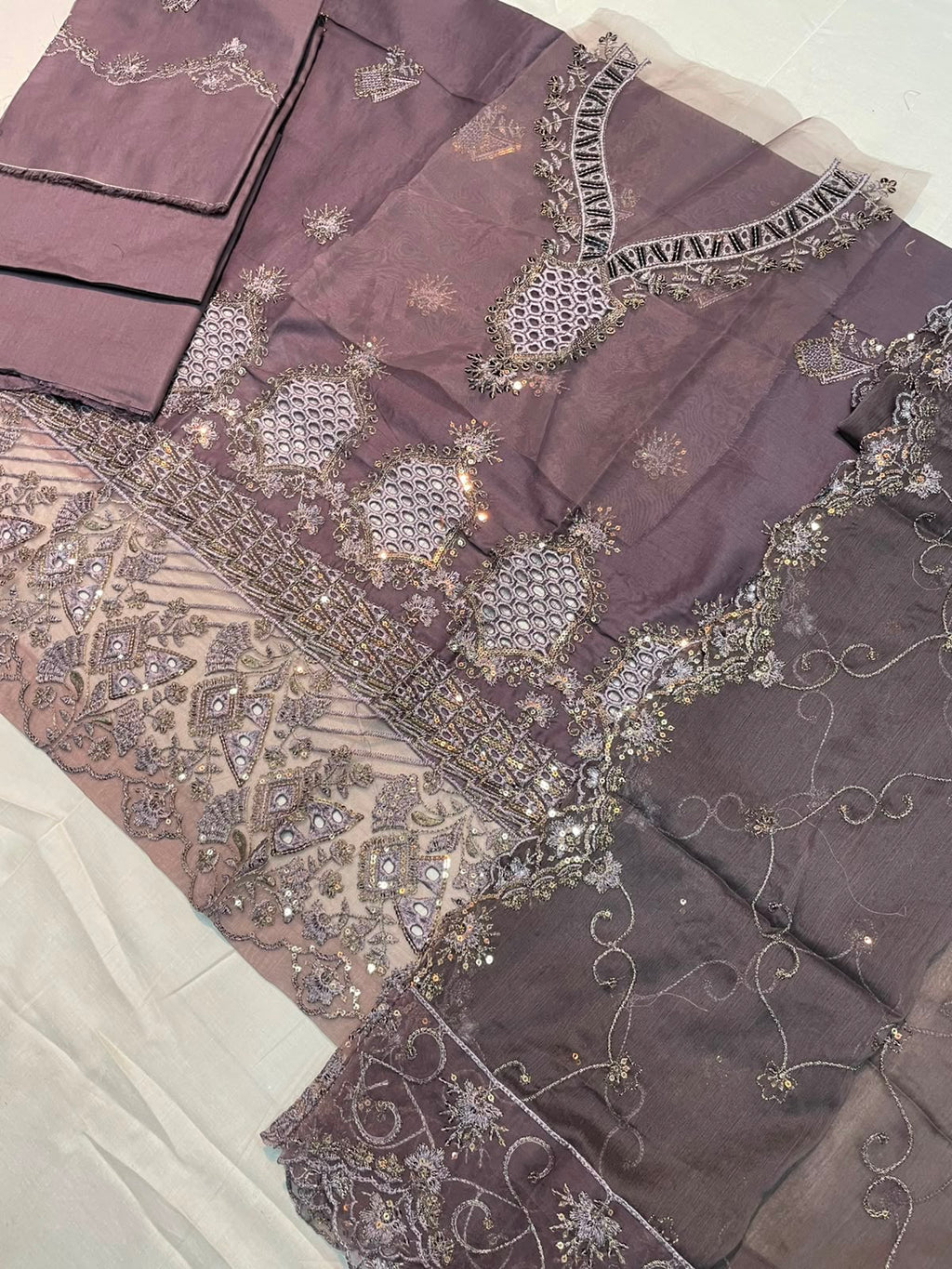 M.243 - Grey - Cotton 3 Piece Unstitched Suit by Utsav