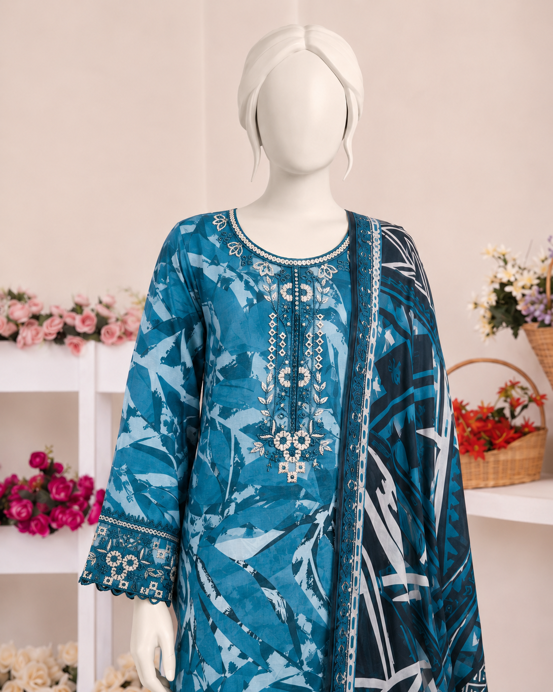 Alisha – Premium Embroidered Lawn 3-Piece Suit | Utsav.pk
