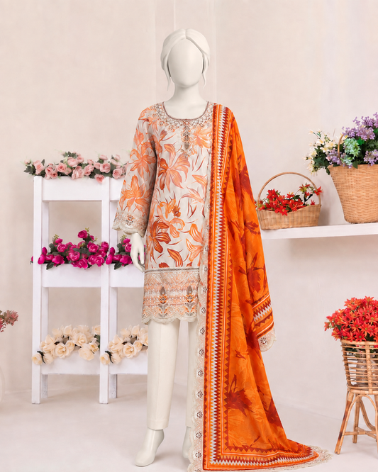 Afshan – Premium Embroidered Lawn 3-Piece Suit | Utsav.pk