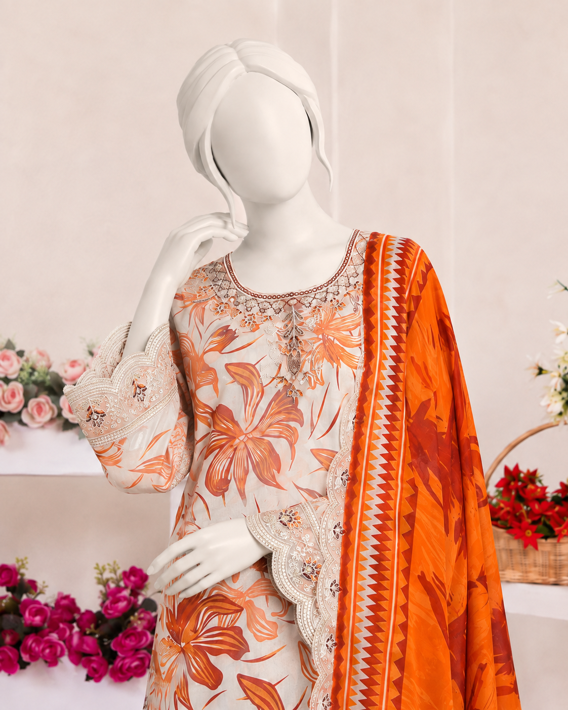 Afshan – Premium Embroidered Lawn 3-Piece Suit | Utsav.pk