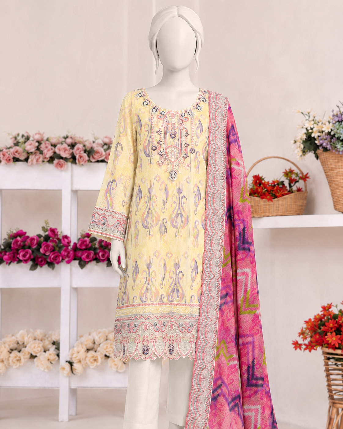 Zarafshan – Premium Embroidered Lawn 3-Piece Suit | Utsav.pk