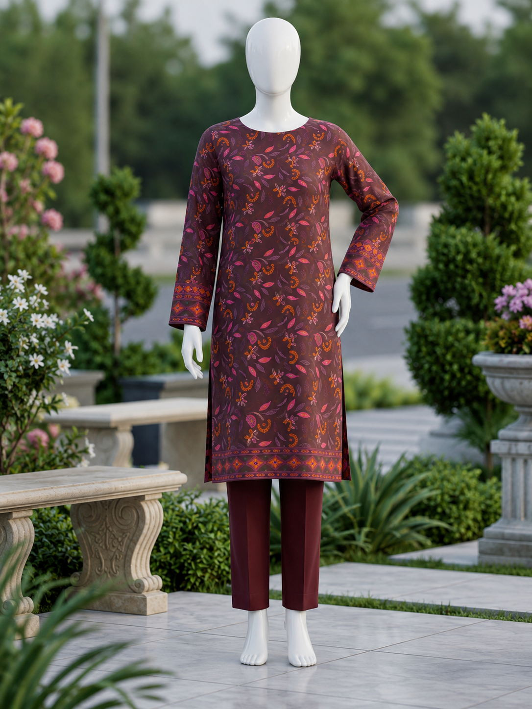 SP 08 -Signature Digital Printed Lawn 3 Piece Unstitched Suit by Utsav