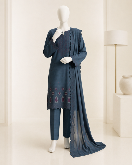 UA 06 Aurelia Luxe 3D Chicken Kari Bana Dora Cambric 3 Piece Unstitched Suit by Utsav