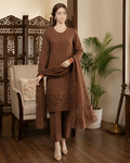 M.197- Brown - Cotton 3 Piece Unstitched Suit by Utsav