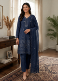 M.235 - Dark Blue- Cotton 3 Piece Unstitched Suit by Utsav