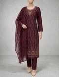 M.238 - Mehroon- Cotton 3 Piece Unstitched Suit by Utsav