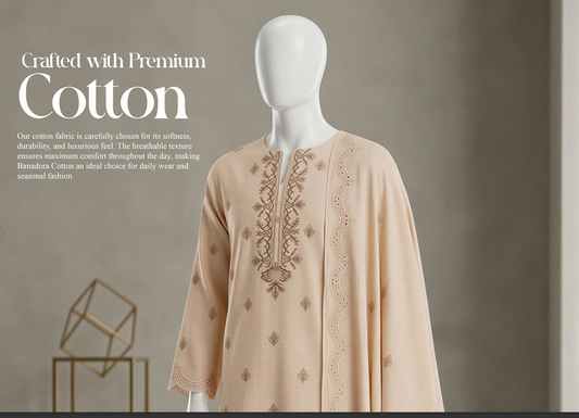 UA 08 Aurelia Luxe 3D Chicken Kari Bana Dora Cambric 3 Piece Unstitched Suit by Utsav