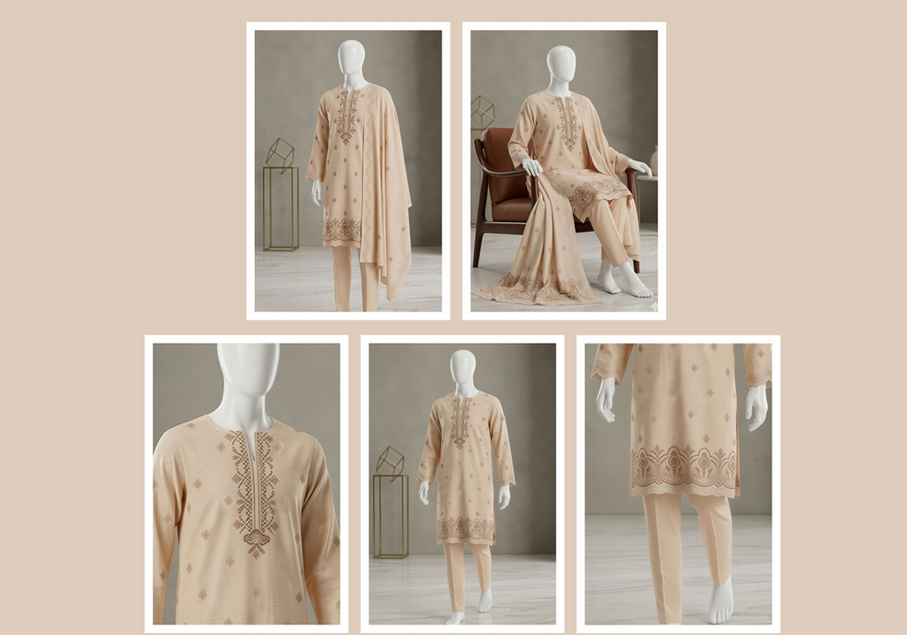 UA 08 Aurelia Luxe 3D Chicken Kari Bana Dora Cambric 3 Piece Unstitched Suit by Utsav