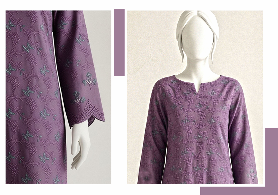 UA 05 Aurelia Luxe 3D Chicken Kari Bana Dora Cambric 3 Piece Unstitched Suit by Utsav