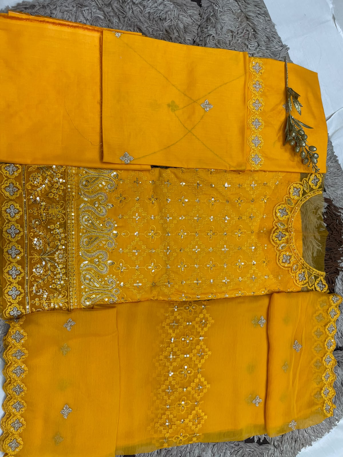 M.239 - Yellow- Cotton 3 Piece Unstitched Suit by Utsav