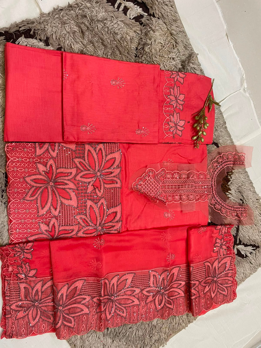 M.197- Carrot- Cotton 3 Piece Unstitched Suit by Utsav