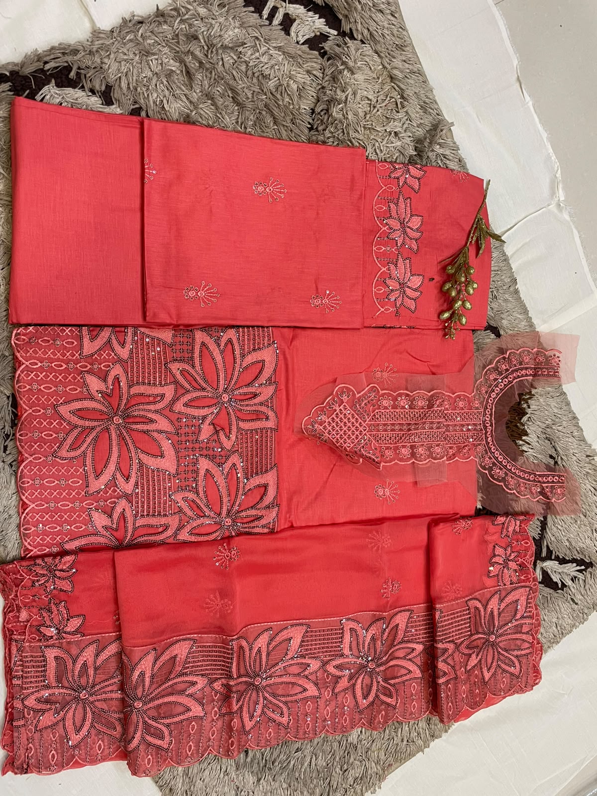 M.197- Carrot- Cotton 3 Piece Unstitched Suit by Utsav