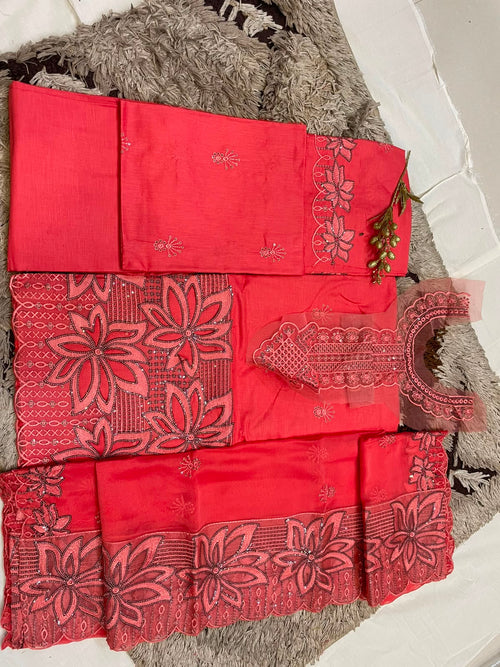 M.197- Carrot- Cotton 3 Piece Unstitched Suit by Utsav