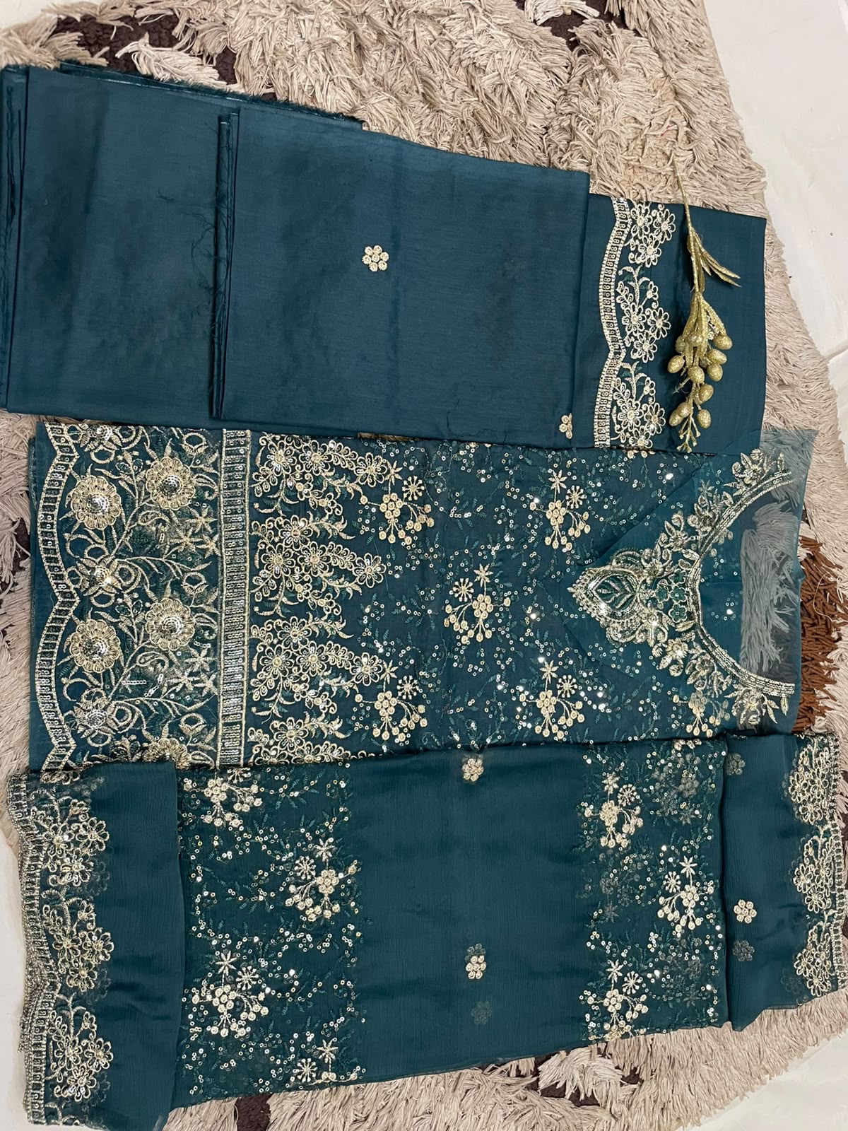 M.226- Dark Green- Cotton 3 Piece Unstitched Suit by Utsav