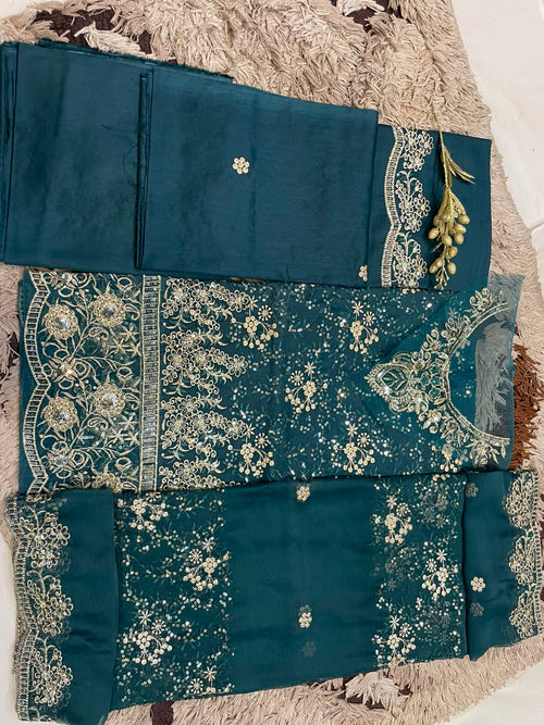 M.226- Dark Green- Cotton 3 Piece Unstitched Suit by Utsav