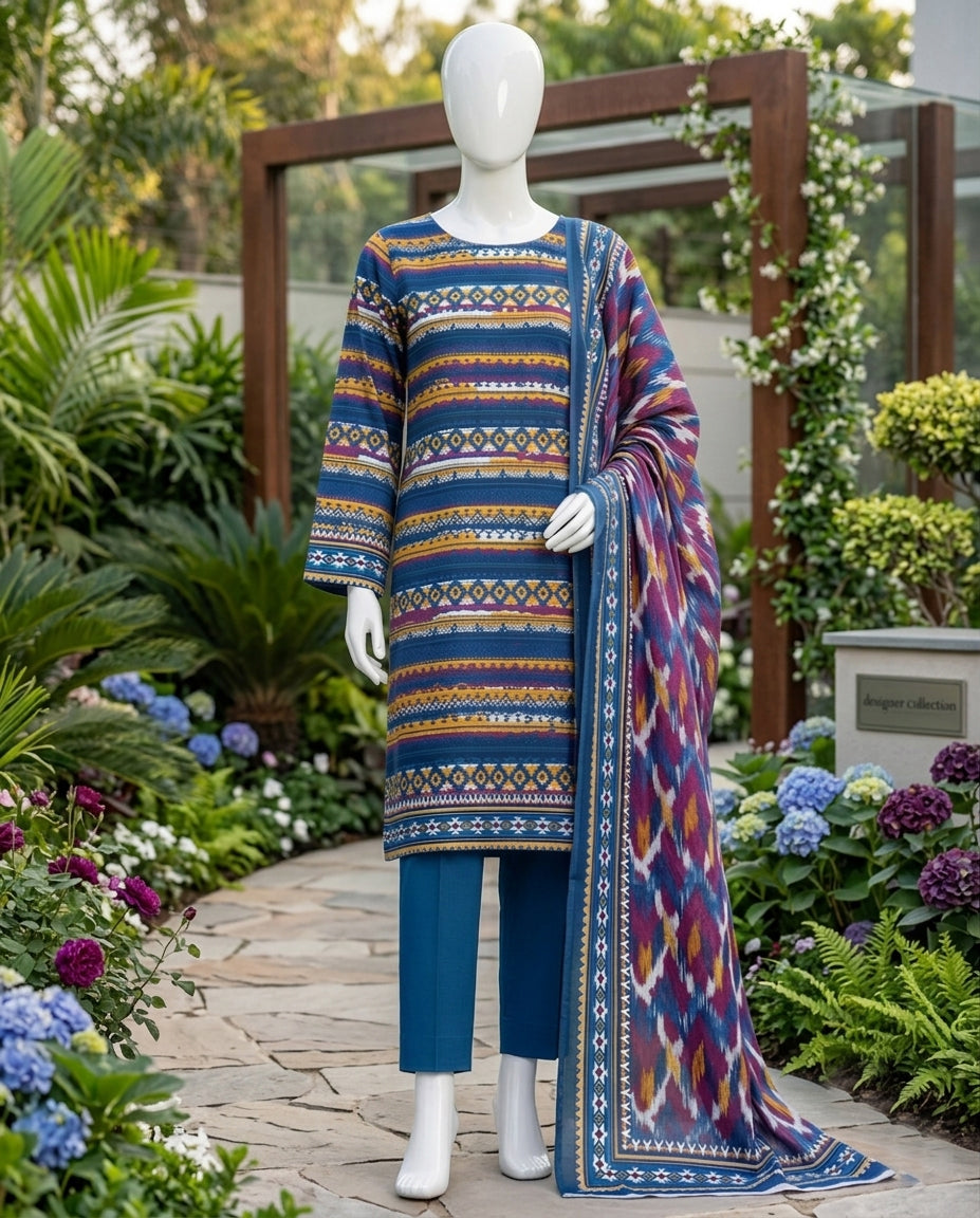 SP 07 -Signature Digital Printed Lawn 3 Piece Unstitched Suit by Utsav