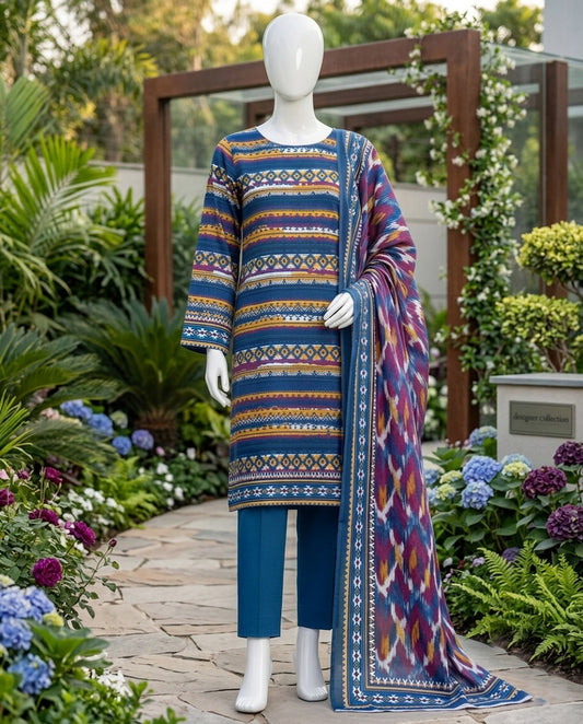 SP 07 -Signature Digital Printed Lawn 3 Piece Unstitched Suit by Utsav