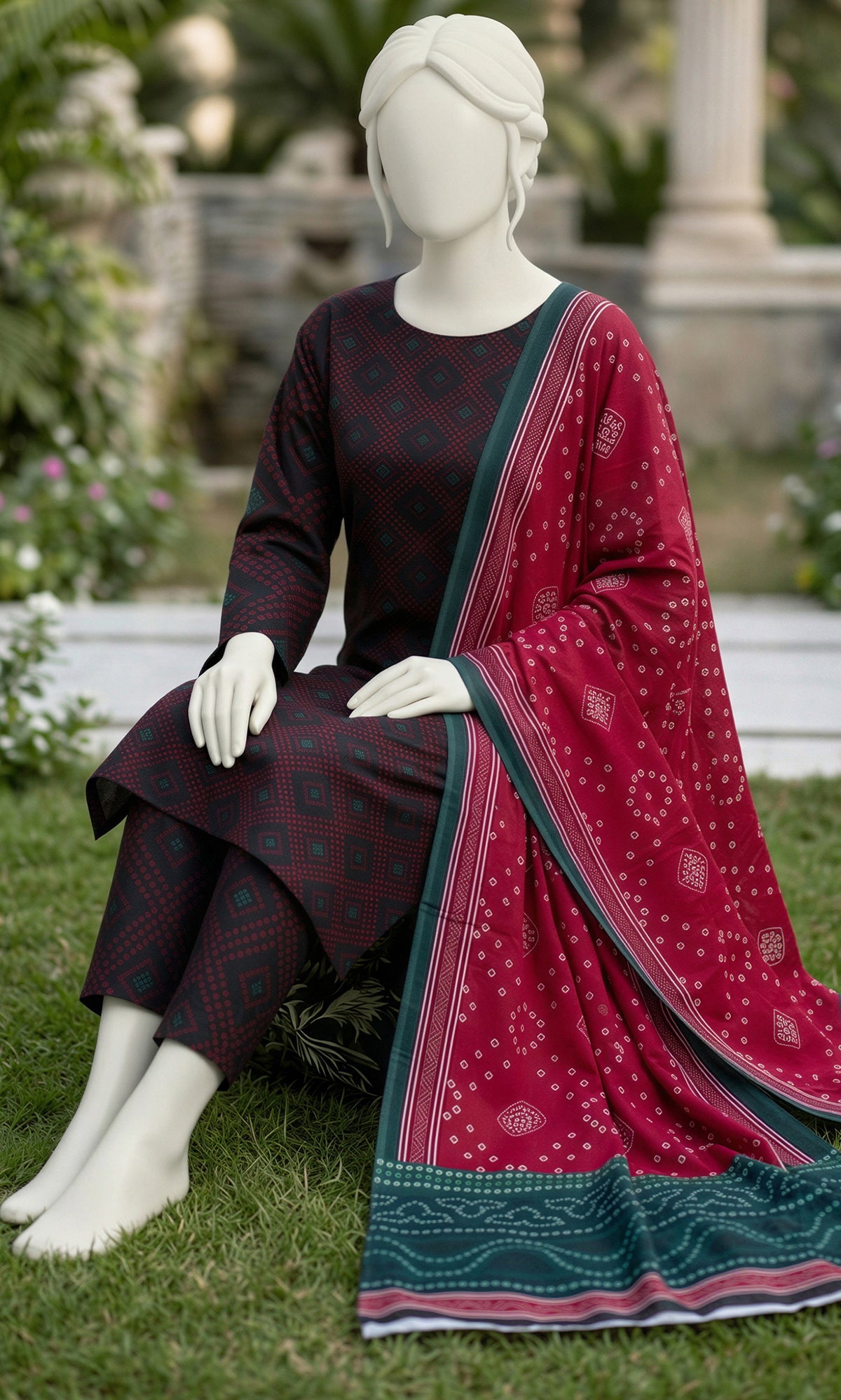 SP 03 -Signature Digital Printed Lawn 3 Piece Unstitched Suit by Utsav