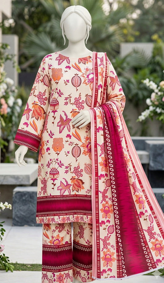 SP 02 -Signature Digital Printed Lawn 3 Piece Unstitched Suit by Utsav