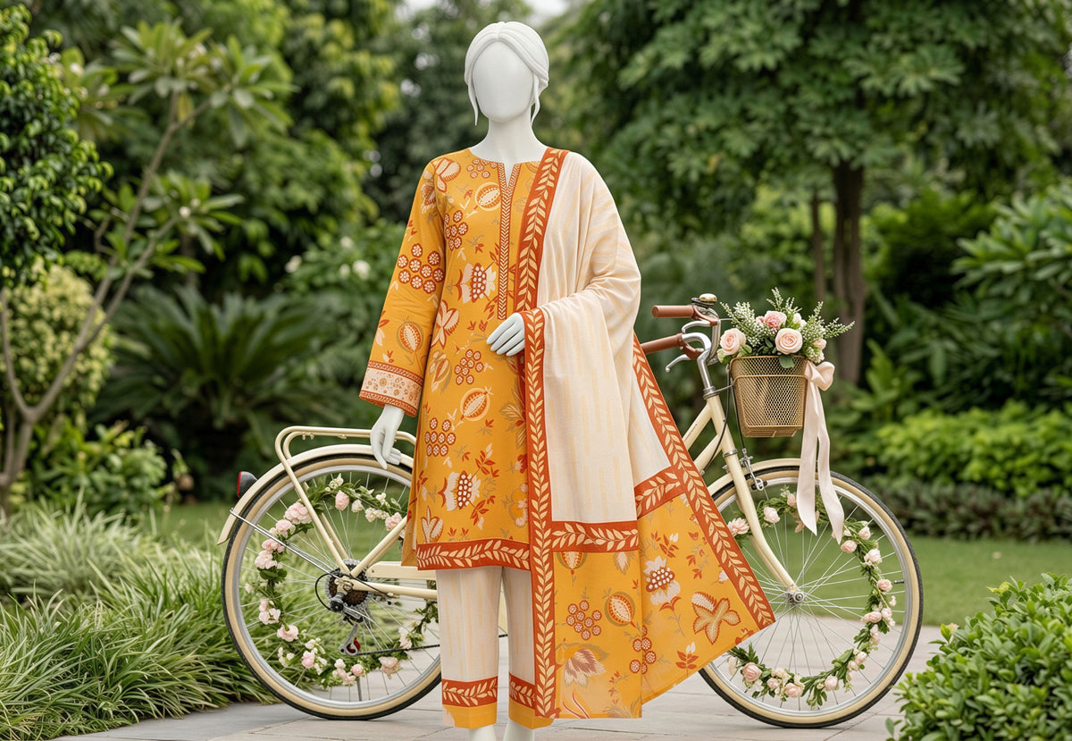 SP 01 -Signature Digital Printed Lawn 3 Piece Unstitched Suit by Utsav