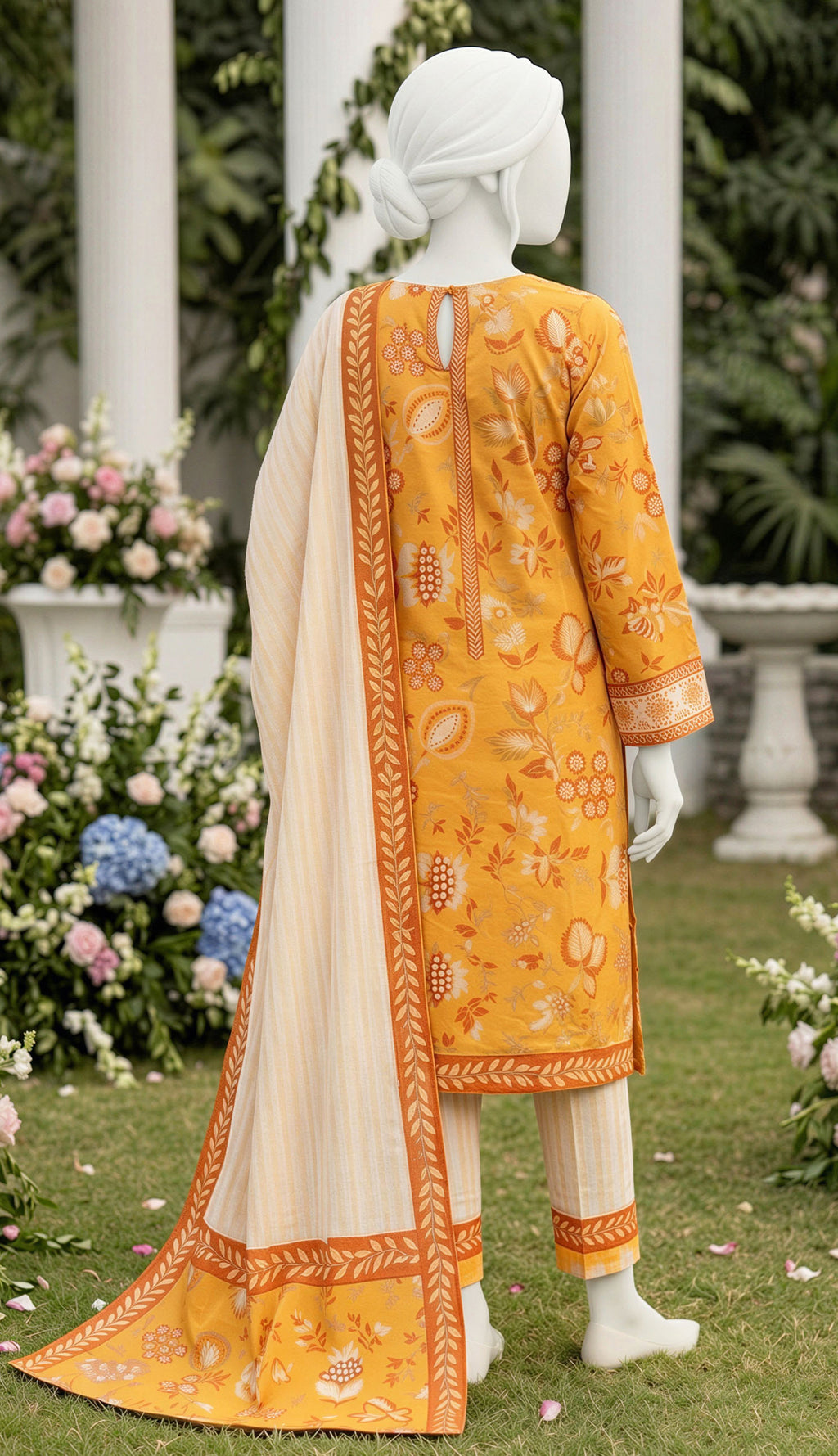 SP 01 -Signature Digital Printed Lawn 3 Piece Unstitched Suit by Utsav