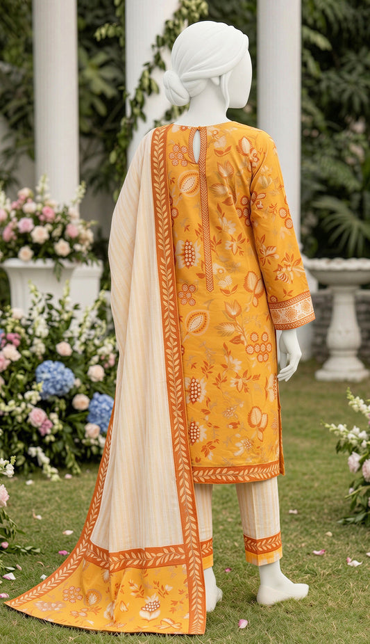 SP 01 -Signature Digital Printed Lawn 3 Piece Unstitched Suit by Utsav