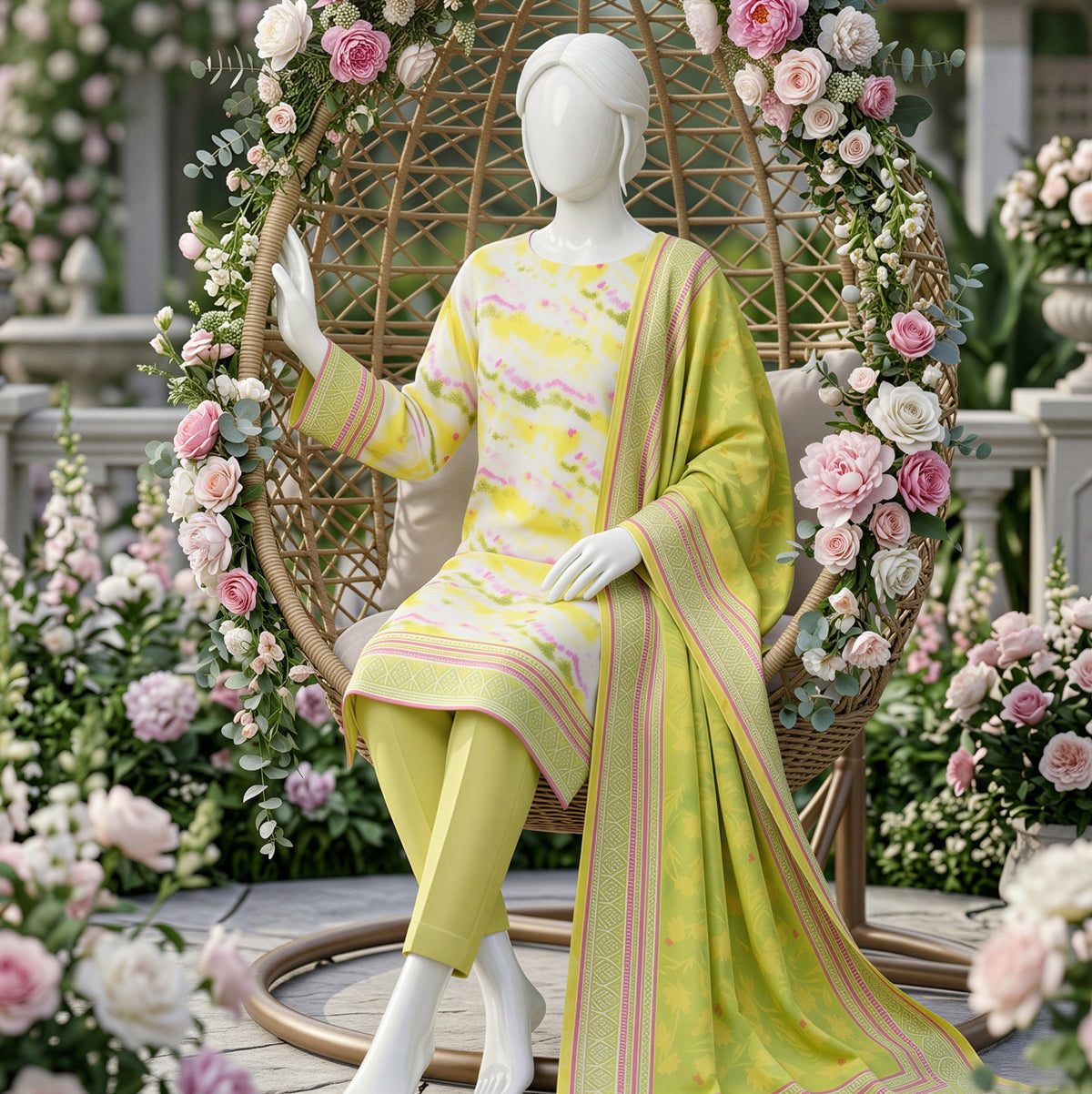 SP 05 -Signature Digital Printed Lawn 3 Piece Unstitched Suit by Utsav