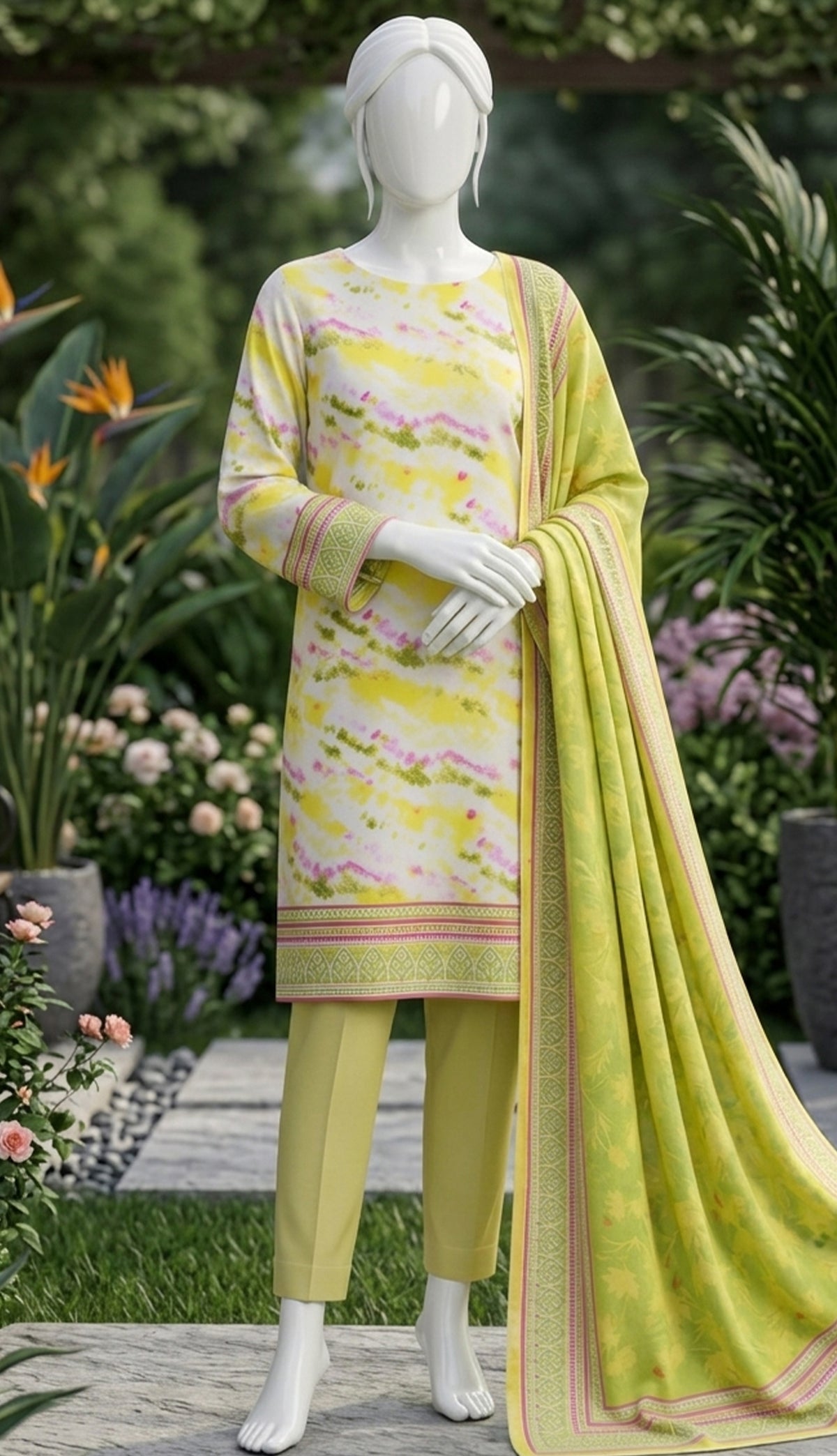 SP 05 -Signature Digital Printed Lawn 3 Piece Unstitched Suit by Utsav