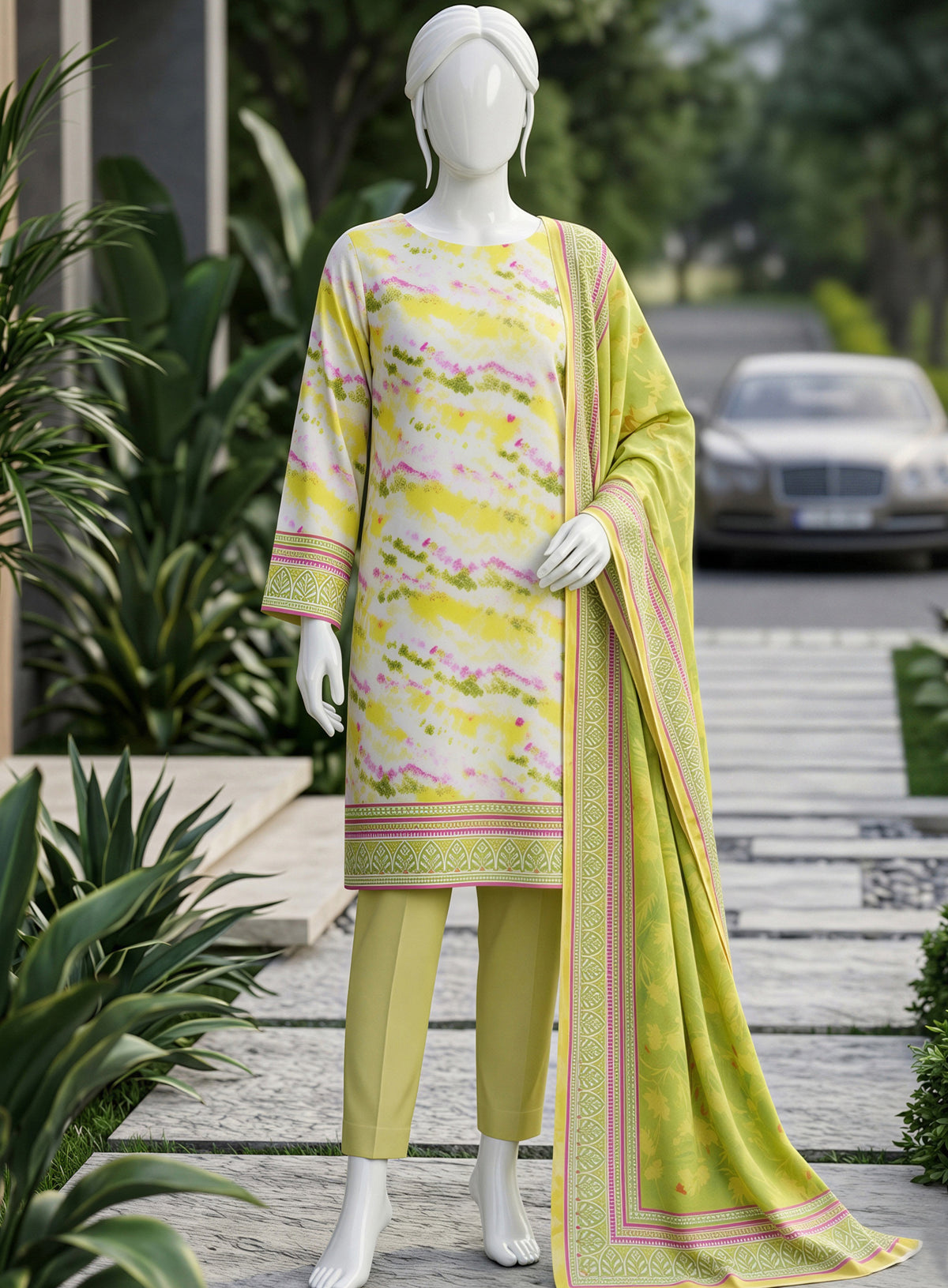 SP 05 -Signature Digital Printed Lawn 3 Piece Unstitched Suit by Utsav