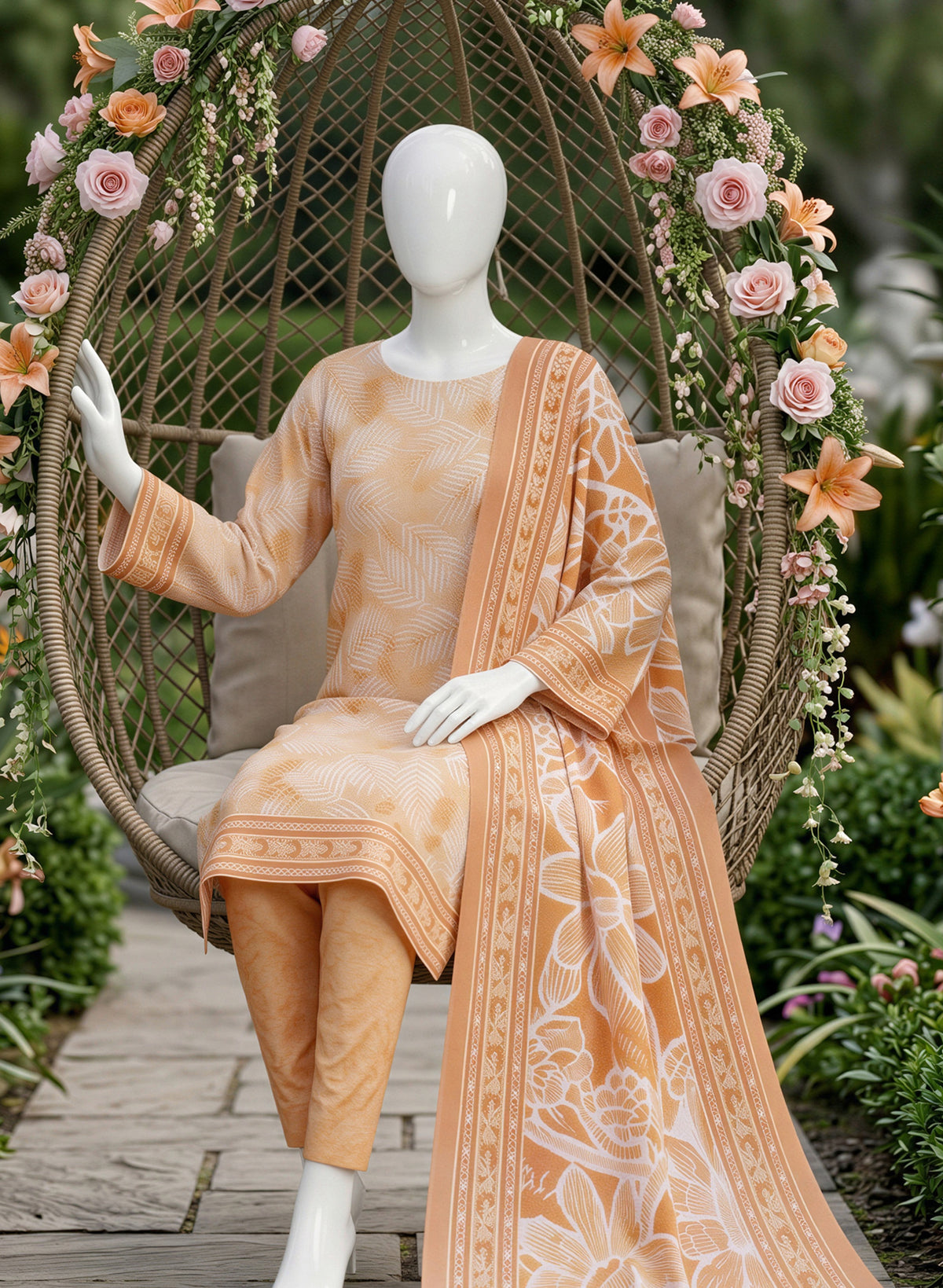 SP 06 -Signature Digital Printed Lawn 3 Piece Unstitched Suit by Utsav