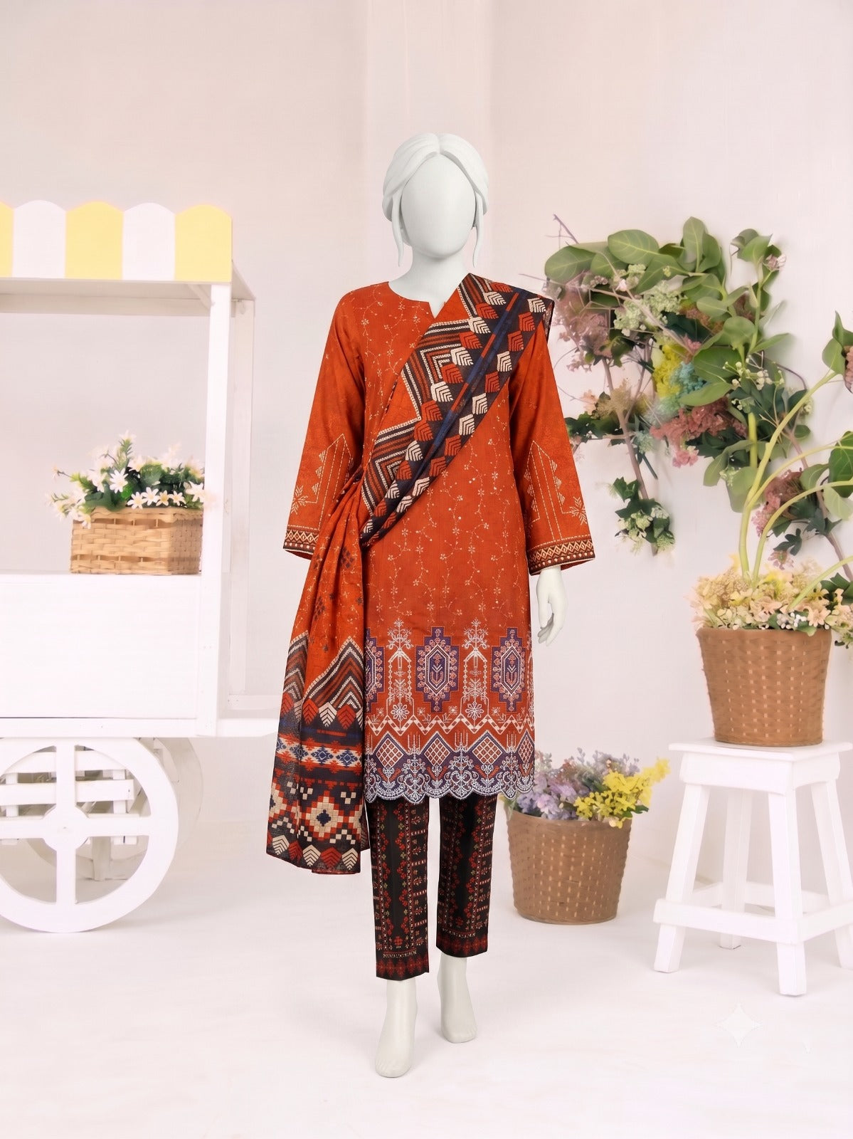 GU.04 - Gull Kaari Printed Lawn -3 Piece Unstitched Suit by Utsav
