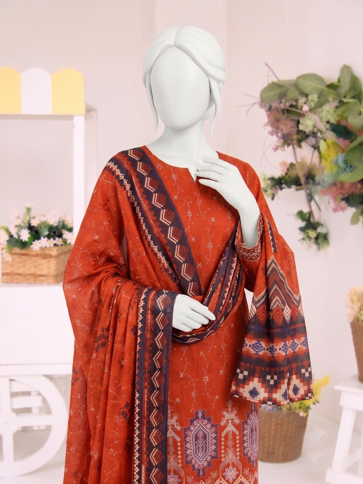 GU.04 - Gull Kaari Printed Lawn -3 Piece Unstitched Suit by Utsav