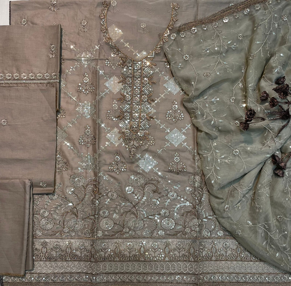M.245 - Dusty Skin - Cotton 3 Piece Unstitched Suit by Utsav
